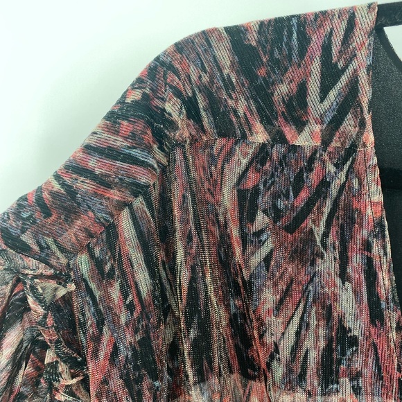 IRO NWT Buoux Metallic Print Ruffle V Neck Mini A Line Dress Black Fushia 38 New - Picture 4 of 11